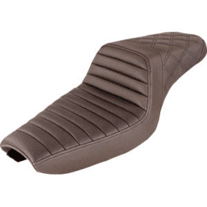 SADDLEMEN Step-Up Seat — Rear Lattice Stitch/Front Tuck-n-Roll - Brown 807-03-176BR