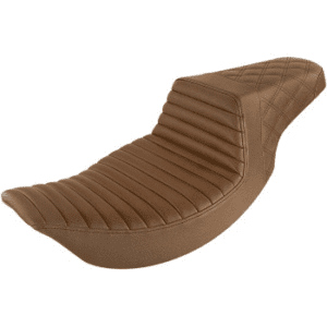 SADDLEMEN Step-Up Seat — Rear Lattice Stitch/Front Tuck-n-Roll - Brown 897-06-176BR