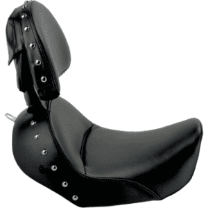 SADDLEMEN Heels Down Solo Seat - With Backrest - Studded - Black - Dyna 806-04-0031