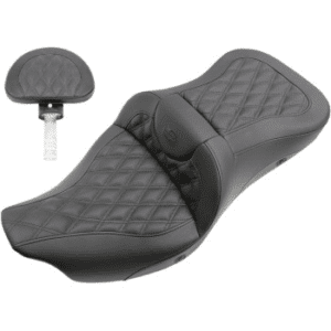 SADDLEMEN Roadsofa™ Trike Seat - Heated - Full Lattice Stitch - with Backrest - Black - '09-'23 FLHTCUTG 808-07B-182TBRH