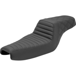 SADDLEMEN Step-Up Seat — Rear Lattice Stitch/Front Tuck-n-Roll - Black 807-11-176